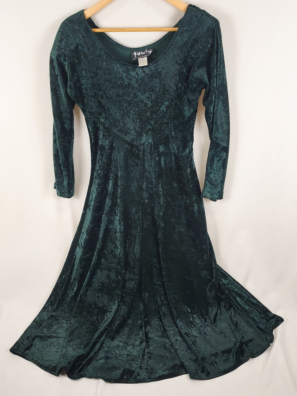 Deep Green Velvet Scoop Neck Fit & Flare Dress - Picture 2 of 7